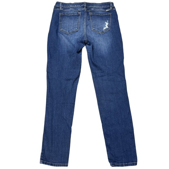 KanCan Womens Blue Distressed Denim Jeans Skinny Leg Mid Rise Size 13/30 - Picture 2 of 13